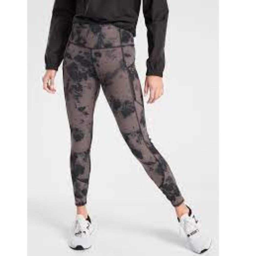 Athleta Women's Brown Floral Rainier Reflective Tight High Rise Leggings Size XS